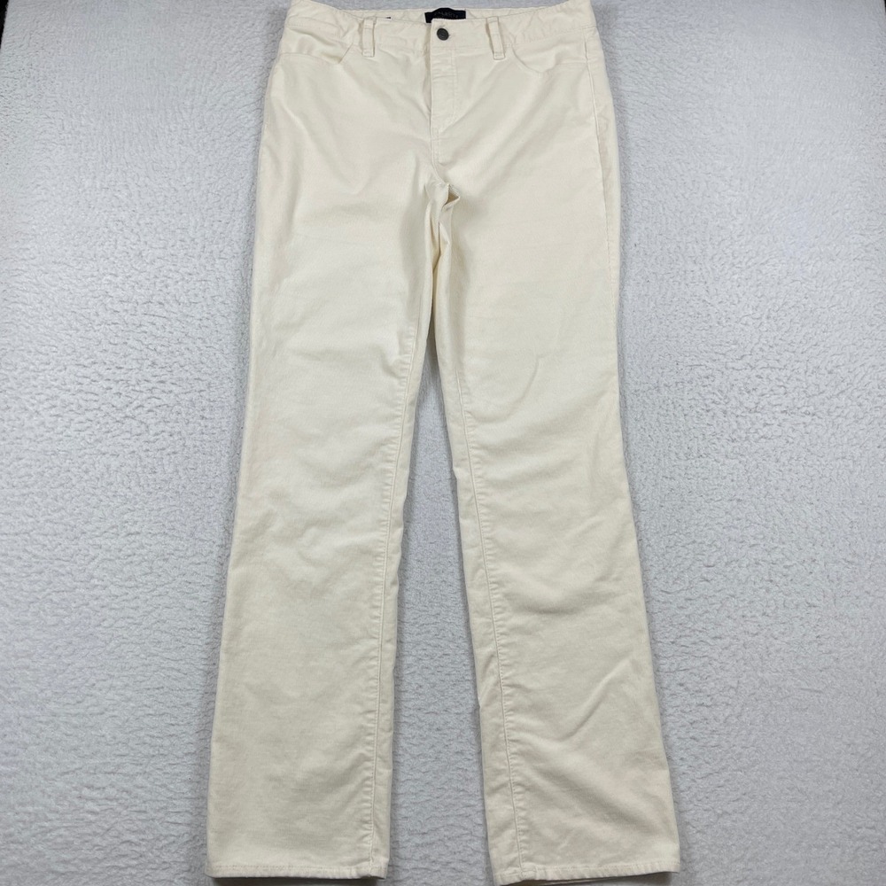 Talbots Pants Womens 10 Ivory Corduroy Straight Leg Casual Office Work‎ Travel
